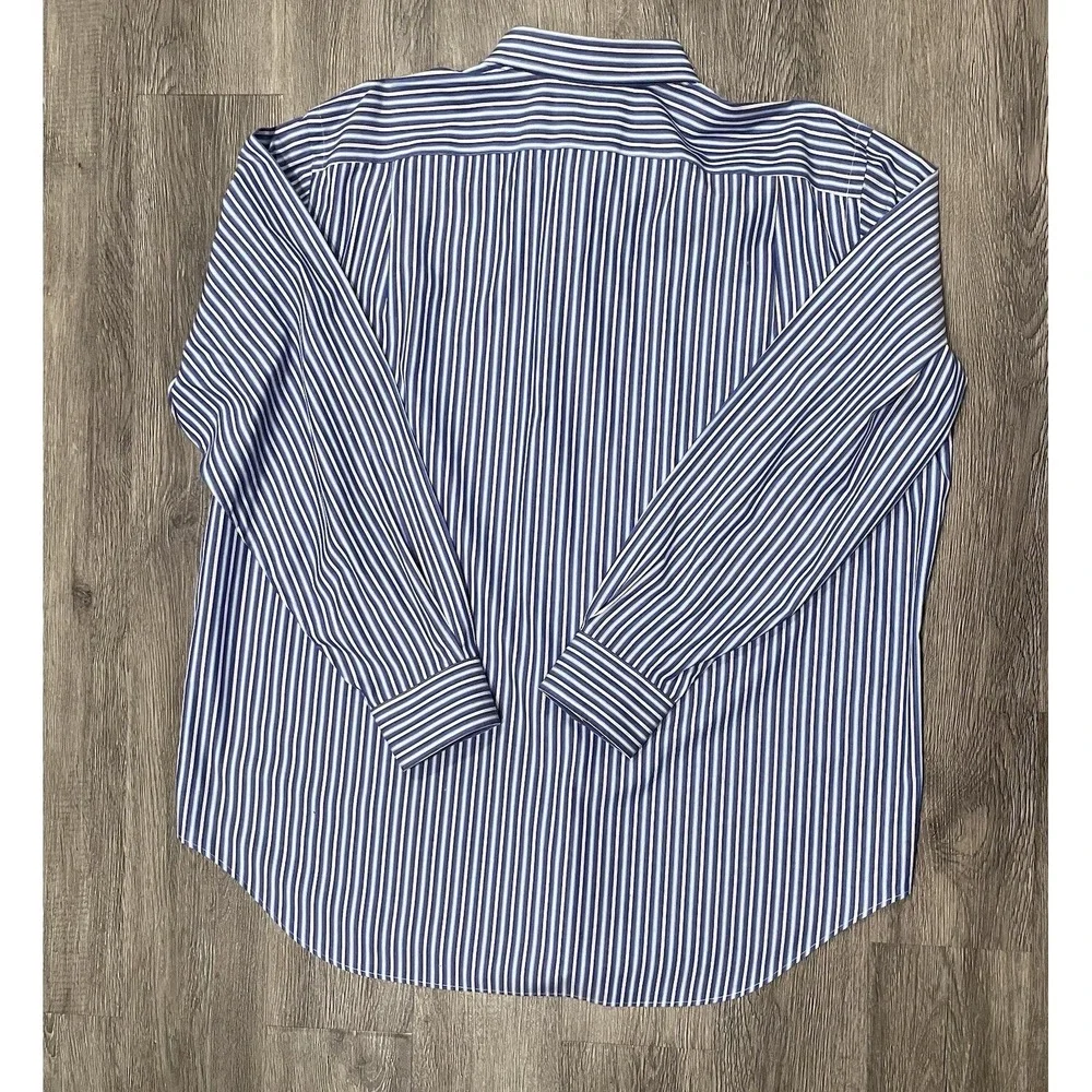 VTG Polo Ralph Lauren Shirt Men's 2XB Big Striped Blue Purple Long Sleeve Cotton